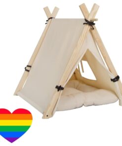 Pet Teepee Tent for Large Dogs Portable Pet 63cm -White & Heartsticker