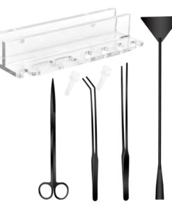 Pet Tool Rack & Anti-Rust Tweezers For Aquarium,Fish Tank Accessories 7 Piece