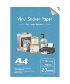 PET Vinyl White Printable Matte Sticker Paper A4 ( 20 Sheets )