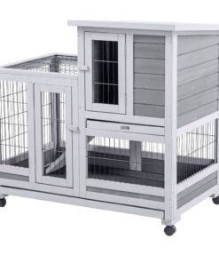 Pet Wooden Double Layer Rabbit Hutch Enclosure for Small Animals (103cm)