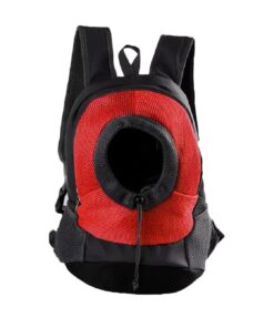 Pets Carrier Bag / Dogs and Cats Travel Backpack Carrier - Red & Black