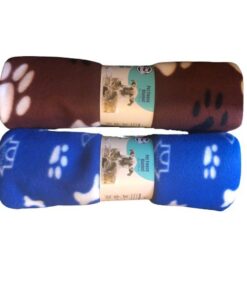 Pet's Fleece Blanket 90x150cm (Pack of 2) - Blue, Brown