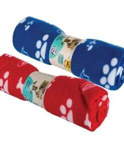 Pet's Fleece Blanket 90x150cm (Pack of 2) - Blue, Red