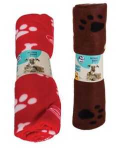 Pet's Fleece Blanket 90x150cm (Pack of 2) - Brown, Red
