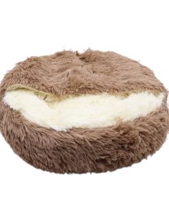 Petâs Soft Fluffy Round Plush Cave House Bed - Brown