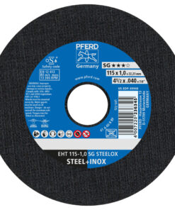 PFERD Cut-off wheel EHT 115x1.0x22.23 mm flat Performance Line SG STEELOX for steel/stainless steel (10)