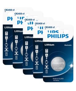Philips CR2450 Lithium 3V Coin Battery - 5 Pack