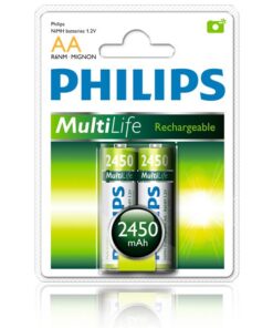 Philips - Multilife NiMh Rechargeable AA batteries 1.2V 2 Pack