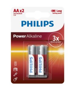 Philips - Power Alkaline LR6 AA Batteries 1.5V 2 Pack