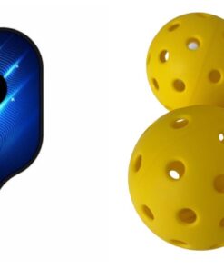 Pickleball Bat and Three 40 Hole Outdoor Balls - Blue, Black