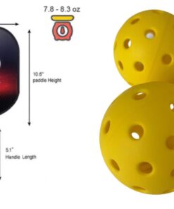 Pickleball Bat and Three 40 Hole Outdoor Balls - Red, Black