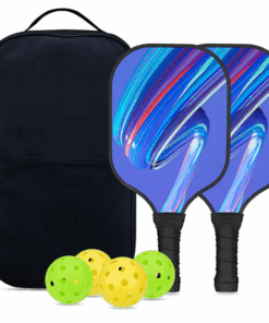 Pickleball Tennis Set including Bats and Balls in a Carry Case - running water