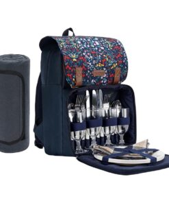 Picnic Backpack Set 4 Persons, With Full Set Cutlery, Waterproof Picnic Mat