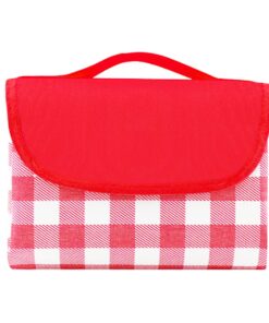 Picnic Blanket, Large Portable Outdoor Beach Picnic Blanket Mat with Handle - Red