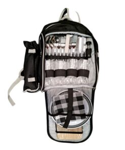 Picnic Cooler Bag Backpack with Bottle Holder - Black
