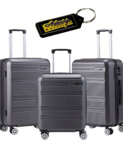 Pierre Cardin Gasper 3 Piece Luggage Spinner Set - Charcoal & Key Holder