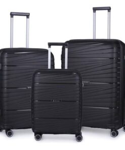 Pierre Cardin Montpellier Trolley Luggage Spinner 3 Piece Set - Black