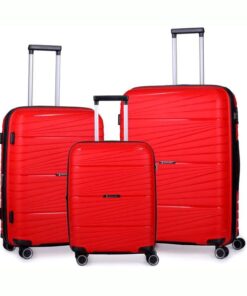 Pierre Cardin Montpellier Trolley Luggage Spinner 3 Piece Set - Red
