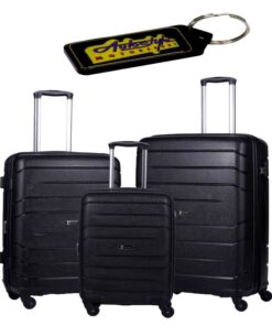 Pierre Cardin - Polypropylene 3-Piece Luggage Set - Grey and Gel Keyring