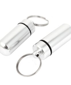 Pill Keychain Holder Silver 2 pack