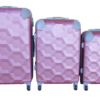 Pink 3-Piece ABS Luggage Set with Combination Lock and Telescoping Handle