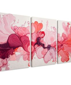 Pink Watercolour 3 Piece Abstract Canvas Wall Art Deco