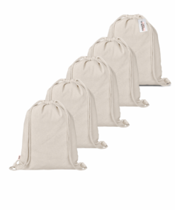 Plain100% Cotton Drawstring Bags - 5 Pack