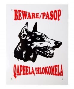Plastic Warning Sign of Presence -Complete Beware Doberman