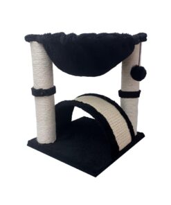 Plush and Sisal Wrapped Cat Scratching Post - Black