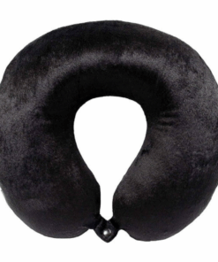 Plush Travel Neck Pillow With Fastener - Black
