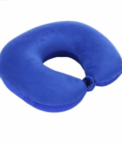 Plush Travel Neck Pillow With Fastener - Blue