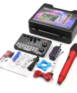 Podcast Equipment Bundle,Mic With F998 Live Sound Card Audio Mixer-Red