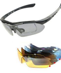 POLARIZE Sports Goggle Sunglasses with 5 Interchangeable Lenses Black - Black & Black
