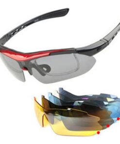 POLARIZE Sports Goggle Sunglasses with 5 Interchangeable Lenses Black - Black & Red