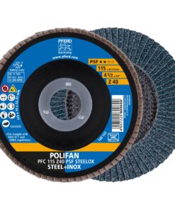 PFERD POLIFAN flap disc PFC 115x22.23 mm conical Z40 Uni. Line PSF STEELOX/1 steel/stainless steel