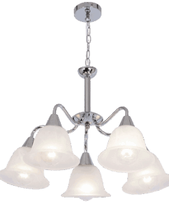 Polished Chrome Chandelier Alabaster Glass 5 Lights - Bright Star Lighting