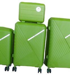 Polypropylene Modern Geometric with Vanity Case Spinner Wheels Luggage Set - 4-Piece - Light Green