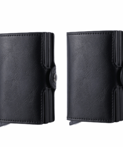 Pop Up Credit Card Holder Wallet RFID Blocking and Money Clip - 2 Pack - Black