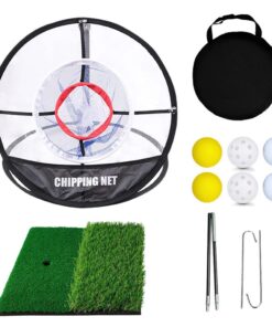 Pop Up Golf Chipping Net with Hitting Mat and Golf Balls for Swing Practice
