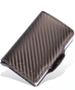 POPHOP Leather Dual Aluminium Card Slot Pop Up Wallet - Brown
