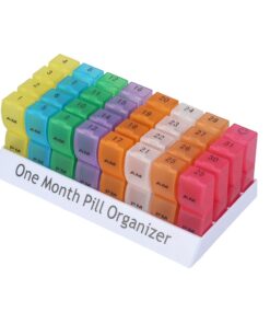 Portable 32 Compartments AM/PM Monthly Pill Organizer Box