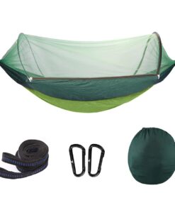 Portable Automatic Quick-opening Nylon Hammock with Mosquito Net-290x140cm - dark green