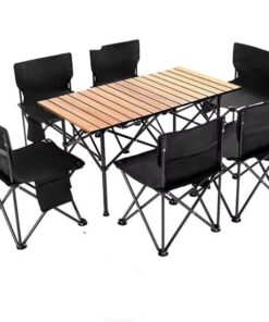 Portable Camping Table with 6 Folding Chairs Set
