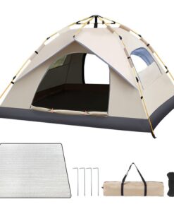 Portable Easy Pop-Up Camping Family Tent, Windproof Dome 200cmx150cmx135cm