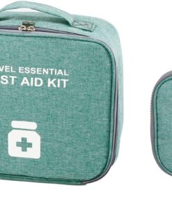 Portable First Aid Bag - Empty Travel Medicine Bag - Medical Supplies Organizer - Green