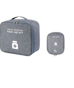 Portable First Aid Bag - Empty Travel Medicine Bag - Medical Supplies Organizer - Grey