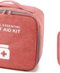 Portable First Aid Bag - Empty Travel Medicine Bag - Medical Supplies Organizer - Red