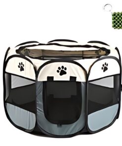 Portable Foldable Waterproof Pet Playpen And A Keyholder - Grey