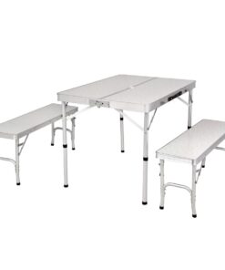 Portable Folding Aluminum Alloy Table And Bench - Dull Ice Flower Top