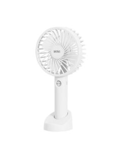 Portable Mini Handheld Fan with Rechargeable Battery and Fan Stand - White